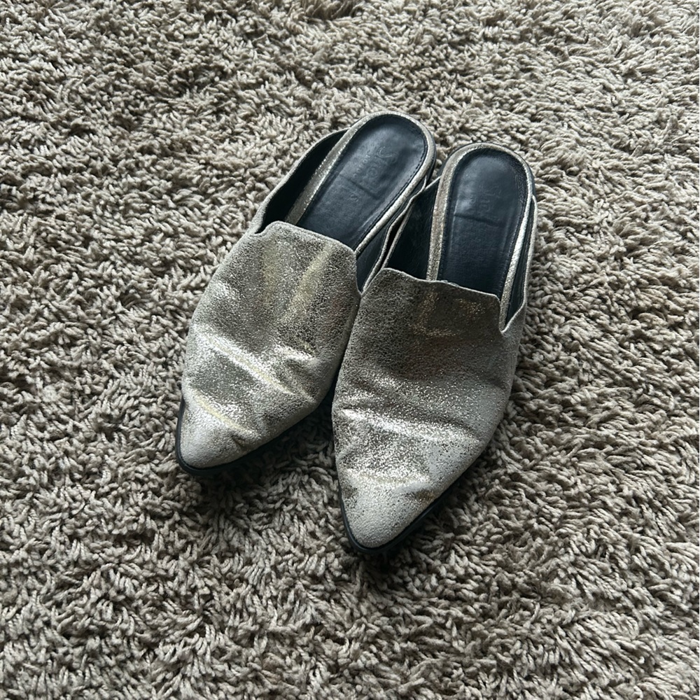 Shelly’s London | Gold & Black Suede Mules